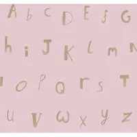 Dutch Wallcoverings - Make Believe Alphabet roze/goud