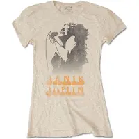 Janis Joplin T-Shirt Working The Mic Femme Beige - Taille M