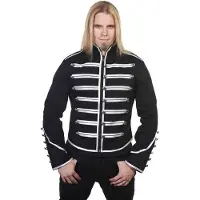 Banned - Gothic Uniformjas - Military Drummer - S tot 5XL - voor Mannen - zwart-zilverkleurig - Maat 5XL