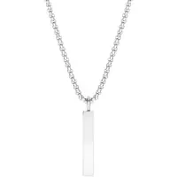 Lucardi Heren Ketting met smalle hanger plaat - Staal - Ketting - Vaderdag Cadeautje - 55 cm - Zilverkleurig