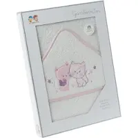 Gamberritos badcape Katjes 100 x 100 cm katoen wit/roze