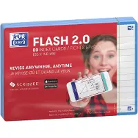 Oxford Flash 2.0 - Flashcards - Gelijnd - A6 - Turquoise rand - 80 stuks