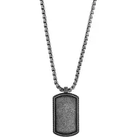 Frank 1967 7FN-0024 Stalen Ketting met Hanger - Heren - Staal - Plaatje - Dog Tag - 35 x 21 mm - Vossenstaart Schakel - 60 cm - Antique Look - Antraciet - Cadeau voor mannen