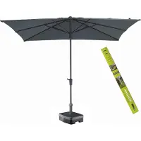 Madison Parasol vierkant grijs met voet en hoes! Syros 280 x 280 cm