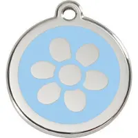 Red Dingo Flower Light Blue roestvrijstalen hondenpenning large/groot dia. 3,8 cm