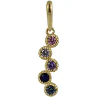 New Bling 9NBSAM-G210070 Gouden Hangertje - Dames - Verschillende Steentjes - Agaat - Amathist - Aquamarijn - Safier - 13,5 x 4,1 mm - Bedel - 14 Karaat - Goud