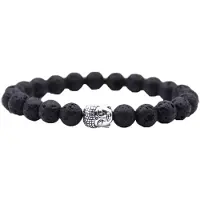 Rhylane Mala armband van natuursteen – Lavasteen - buddha / boedha – 20 cm -