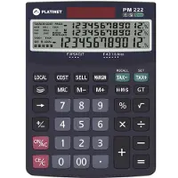 Platinet PMC222TE Bureaucalculator - rekenmachine 12 cijfers max. 3 lijnen, tax functie en zonneenergie