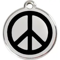 Red Dingo Peace Black roestvrijstalen hondenpenning large/groot dia. 3,8 cm