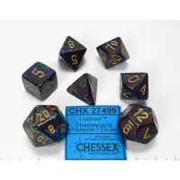 Chessex glanzend schaduw/goud polydice dobbelsteenset (7 stuks)