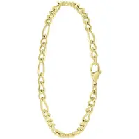 Lucardi Heren Goldplated armband met figaroschakel - Staal - Armband - Vaderdag Cadeautje - 21 cm - Goudkleurig