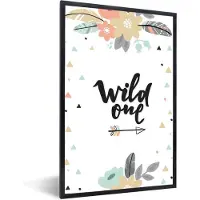PosterMonkey Fotolijst incl. Poster - Quotes - Wild one - Bloemen - Meisje - Kinderen - 40x60 cm - Posterlijst