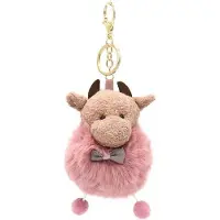 Dielay Sleutelhanger Koe met Strik - 10x6 cm - Roze