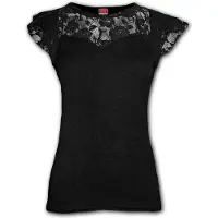 Spiral Gothic fantasy metal kanten top zwart - M - Spiral