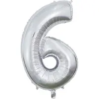 Wefiesta Cijferballon 6 Folie 66 Cm Zilver