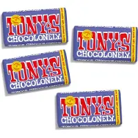 Tony's Chocolonely Donkere Melk Pretzel Toffee Chocolade Reep - 4 x 180 gram Chocola