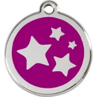 Red Dingo Star Purple roestvrijstalen hondenpenning large/groot dia. 3,8 cm
