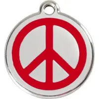 Red Dingo Peace Red roestvrijstalen hondenpenning large/groot dia. 3,8 cm
