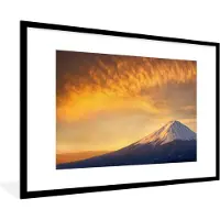 PosterMonkey Fotolijst incl. Poster - Zonsopgang bij de berg Fuji in Japan - 90x60 cm - Posterlijst