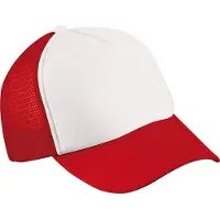 Myrtle beach Volwassenen Unisex 5 Panel Polyester Mesh Cap (Wit/rood)