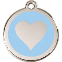 Red Dingo Heart Light Blue roestvrijstalen hondenpenning large/groot dia. 3,8 cm