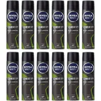 Nivea MEN Deep Amazonia Deodorant Spray / Anti Transpirant - JUMBOPAK - 12 x 150 ml