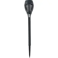 Grundig Halloween horror decoratie solar LED tuinfakkel zwart 48 cm - Tuinverlichting/thema feestversiering