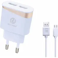 Rico Vitello Oplader , thuislader 2,4A en kabel 1 meter wit, USB Micro/geschikt voor Samsung S6../S7../J serie.., micro oplaadpoort Wit , travel charger
