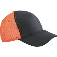 Myrtle beach Volwassenen Unisex 5 Panel Retro Mesh Cap (Zwart/Neon Oranje)