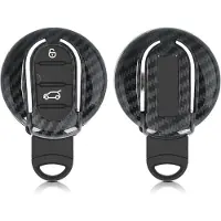 Kwmobile autosleutelhoes geschikt voor Mini 3-knops Smart Key autosleutel - hardcover beschermhoes - Carbon design - zwart