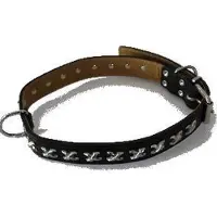 Pet Products Leder halsband kruismotief zwart-chroom 70 cm X 30 mm