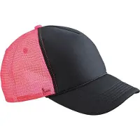 Myrtle beach Volwassenen Unisex 5 Panel Retro Mesh Cap (Zwart/Neon Roze)