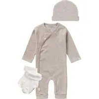 Noppies SET(3delig) Boxpak Nevis, Mutsje Nevel Taupe, met sokjes - Maat 50