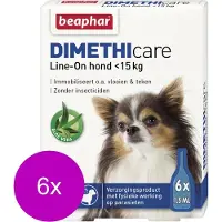Beaphar 6x Dimethicare Line-on Anti Teken- & Vlooiendruppels Hond 0 - 15 Kg 6 Pipetten