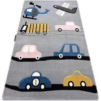 Rugsx Tapijt PETIT TOYS SPEELGOED AUTO'S WAGEN grijskleuring 140x190 cm