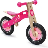 Scratch houten loopfiets roze Love Birds