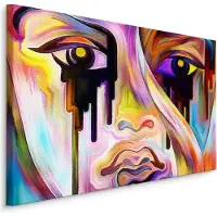 Karo-art Schilderij - Abstract gezicht close up, 4 maten, multikleur, hoge kwaliteit scherp geprijsd,