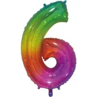 Wefiesta Folieballon Nummer 6 66 Centimeter Regenboog