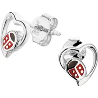 Trendjuwelier huiscollectie TFT Oorknoppen Hart Lieveheersbeestje Zilver Gerhodineerd Glanzend 7.5 mm x 7.5 mm