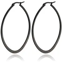 Cilla Jewels Ovale oorbellen Edelstaal Zwart-40mm