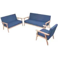 vidaXL Bankstel stof blauw 3-delig