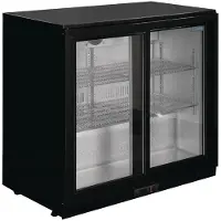 Polar Barkoeler | Zwart | 2 Glazen Schuifdeuren | 198L | 85(h)x90x52 cm (Lager dan 90 cm)