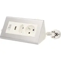 ORNO Desktop stekkerdoos - USB lader - Euro Stopcontact met penaarde - Aan/Uit schakelaar - 3500 Watt - ideaal voor op bureau of in de keuken