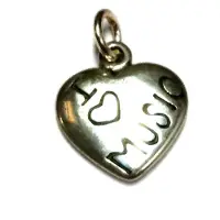 Aim Zilveren hanger hart 'I Love Music'