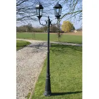 vidaXL Tuinlamp met 2 vlammen, 230 cm, donkergroen/zwart, aluminium