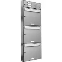 Brulo Brievenbus 3 groot_Brievenbus met intercompaneel _3_adressen__RVS