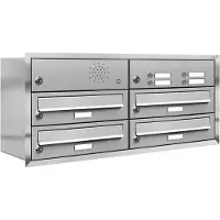 Brulo Inbouw met intercom 4 adressen(rand) type 2_Brievenbus met intercompaneel inbouw_4_adressen__RVS