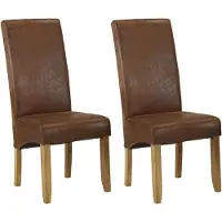 Vente-unique Set van 2 stoelen SANTOS - microvezel met verouderde lederlook - licht houten poten