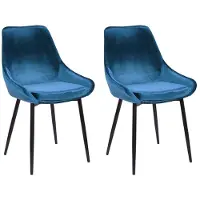 Vente-unique Set van 2 stoelen MASURIE - Fluweel - Nachtblauw