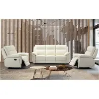 Vente-unique Relaxfauteuil van buffelleer PAKITA - Ivoor